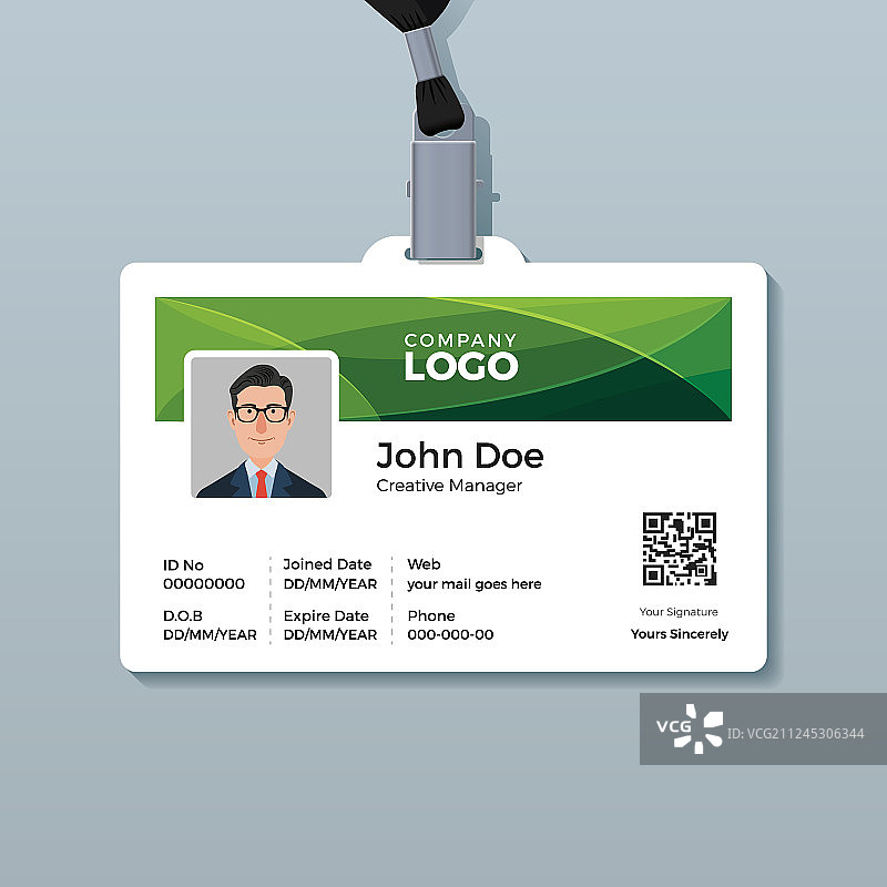 绿色曲线企业ID卡模板图片素材