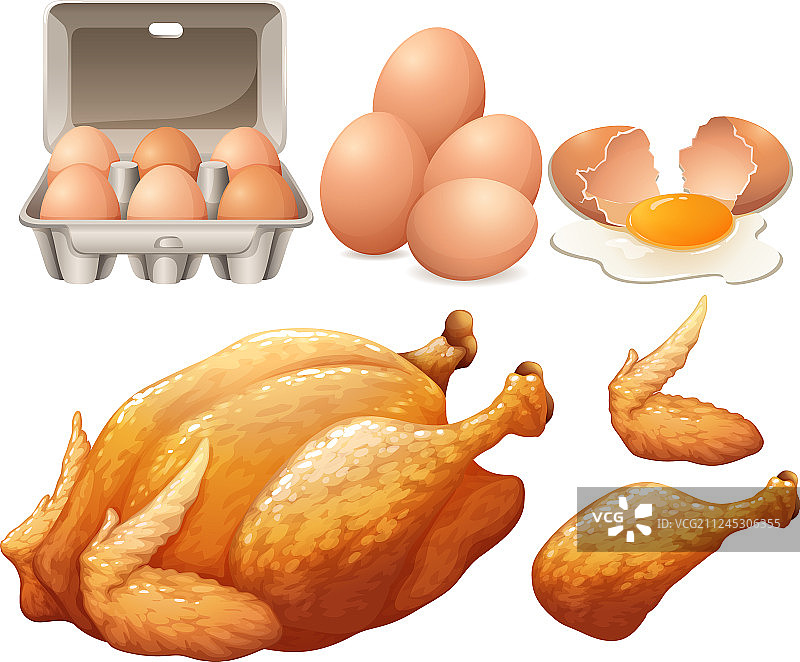 炸鸡和鲜鸡蛋图片素材