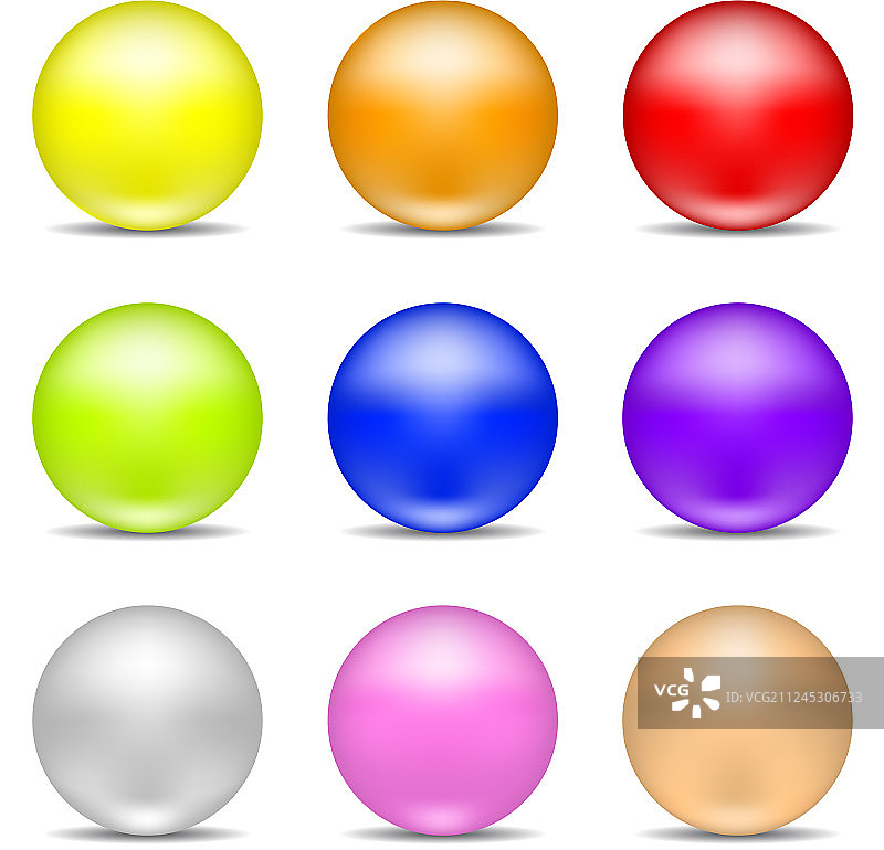 白色背景上的彩色真实球体图片素材