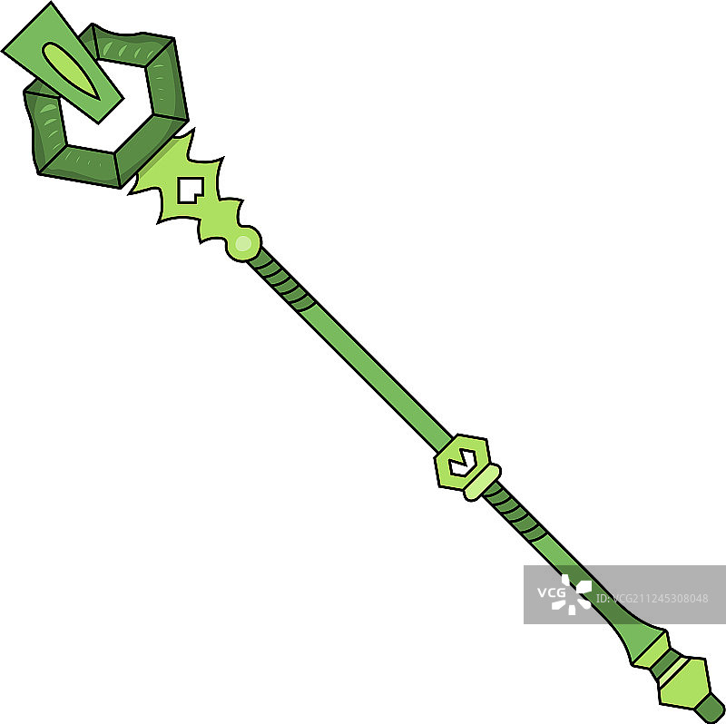 白色背景上的绿色魔法杖图标图片素材