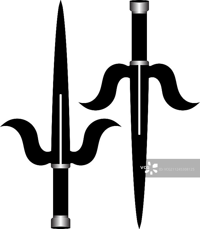 白色背景上的忍者三叉戟图片素材