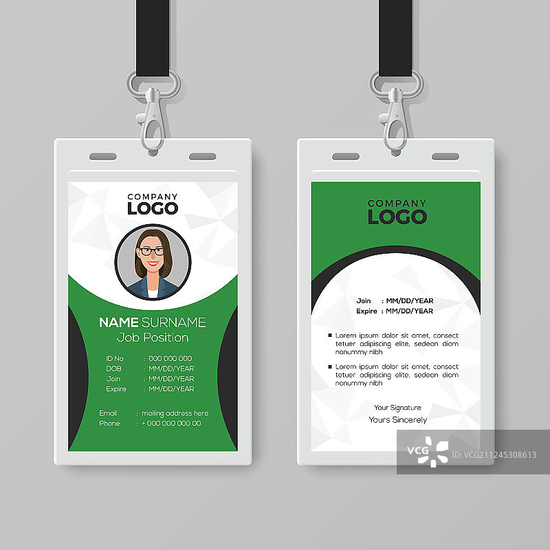 优雅绿白ID卡模板图片素材