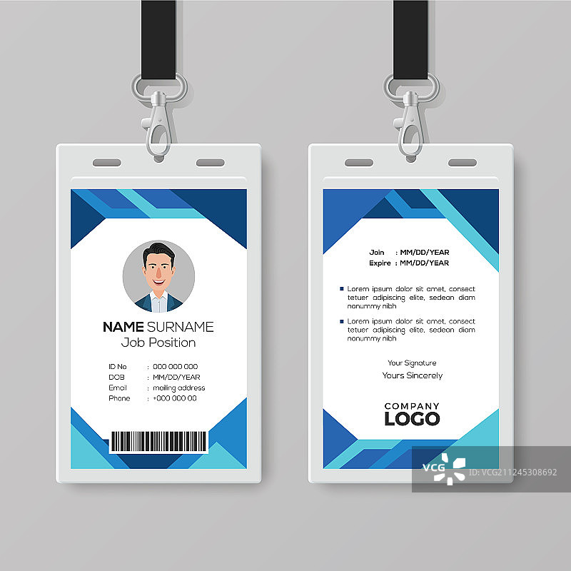 现代蓝色ID卡设计模板图片素材