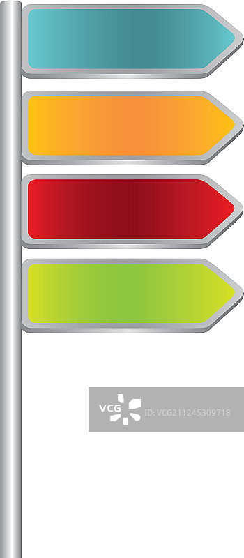 彩色定向金属牌道路标志图片素材