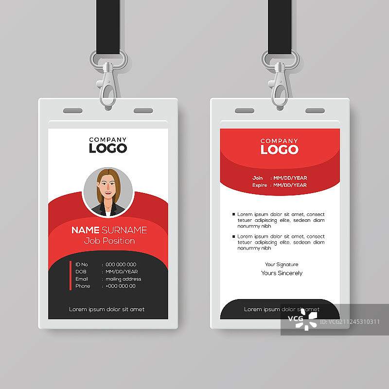 专业员工身份卡模板图片素材