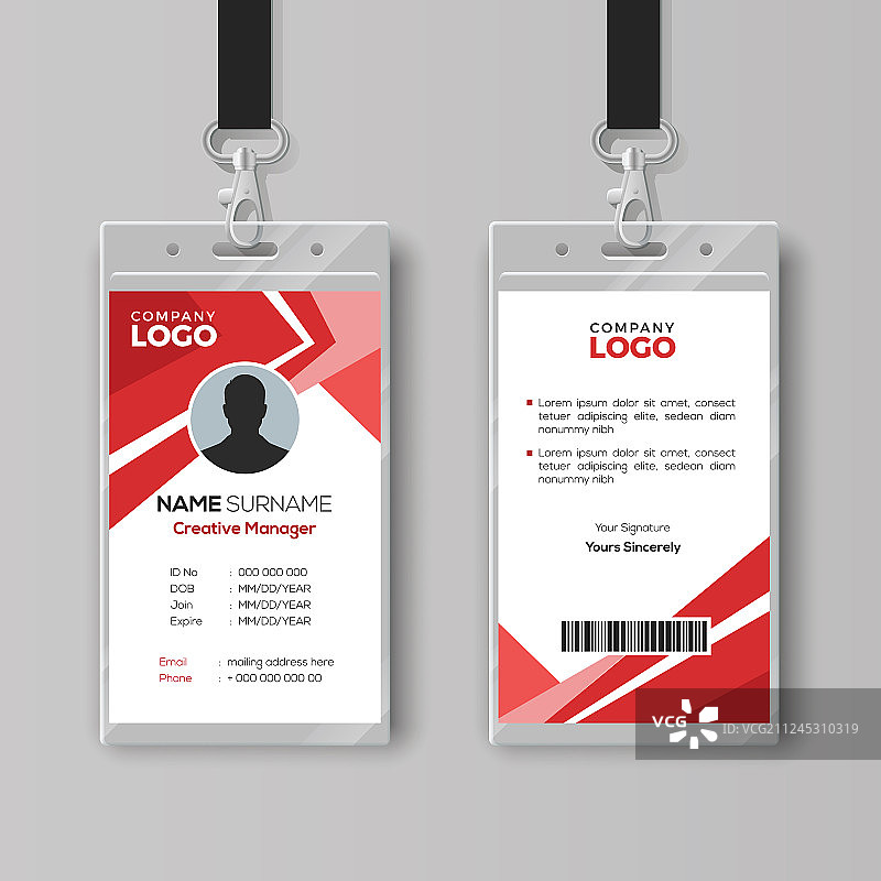 时尚红色ID卡设计模板图片素材
