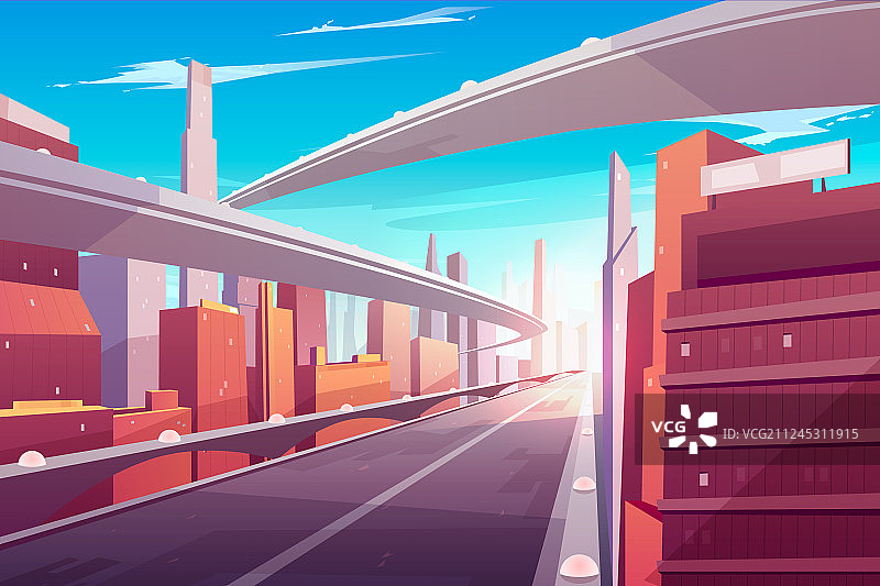 空旷的城市道路双车道高速公路桥梁图片素材