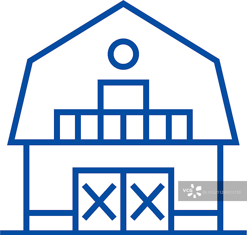 仓库农场谷仓线性图标概念图片素材