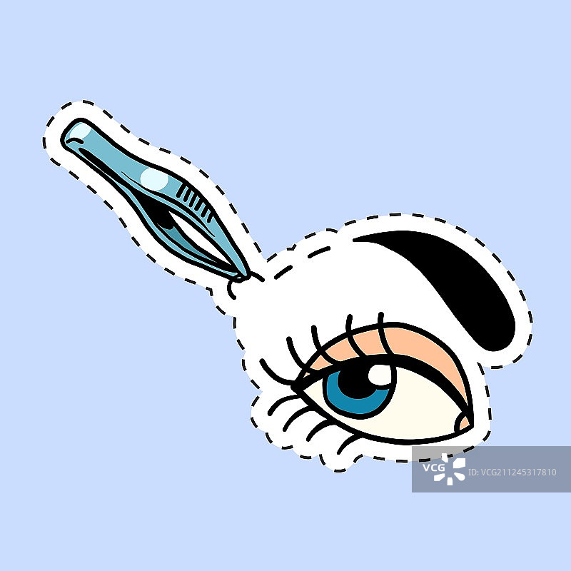 女子用镊子修眉毛图片素材