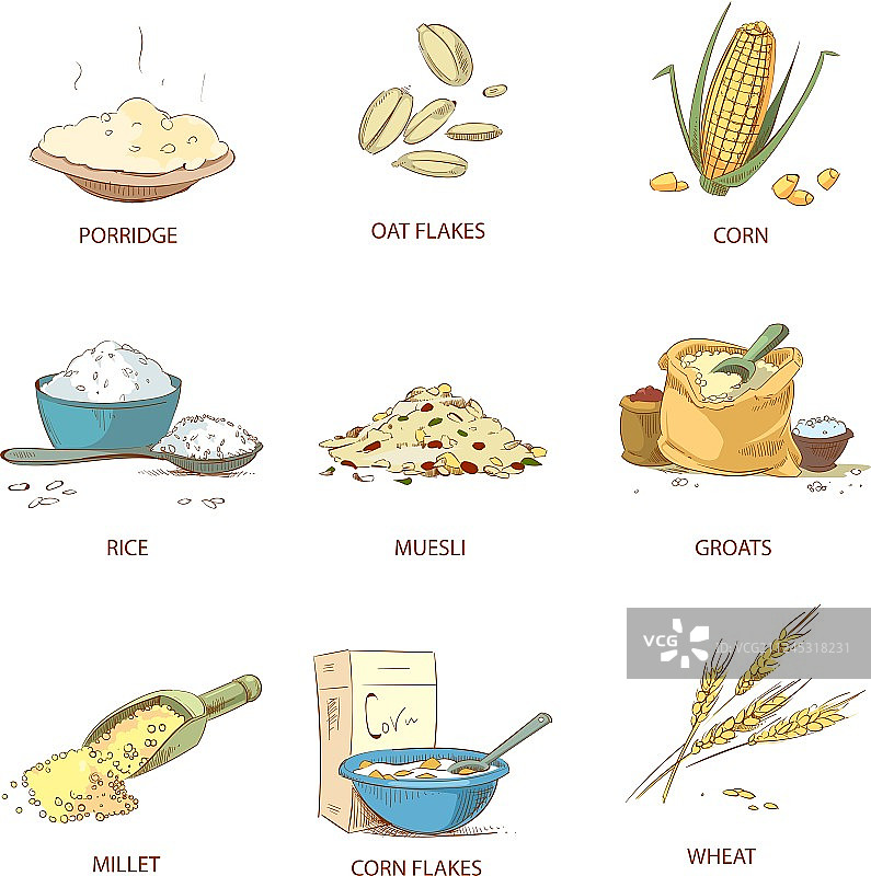 卡通成熟的谷物乡村植物图片素材