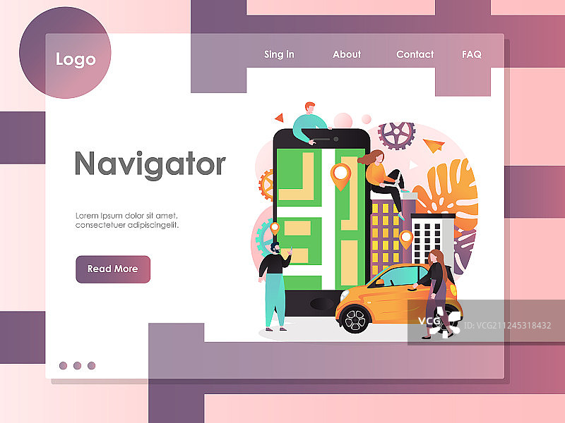 导航网站着陆页设计图片素材