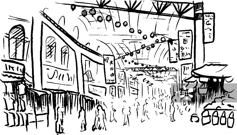 中国城素描图片素材