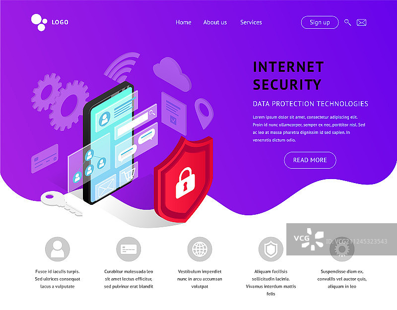 数据保护着陆页（紫色）图片素材