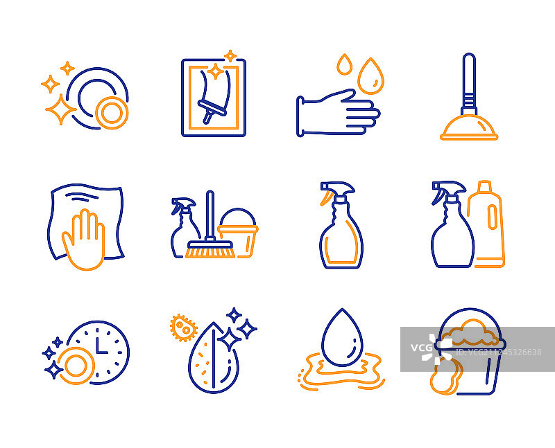 皮搋子喷雾和清洁布图标图片素材