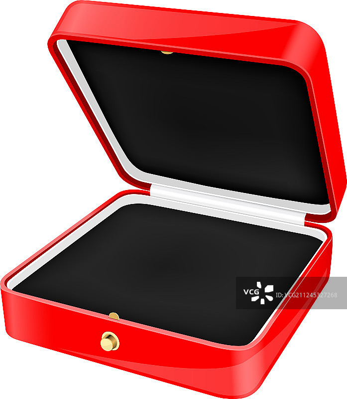带有黑色天鹅绒衬里的红色首饰盒图片素材