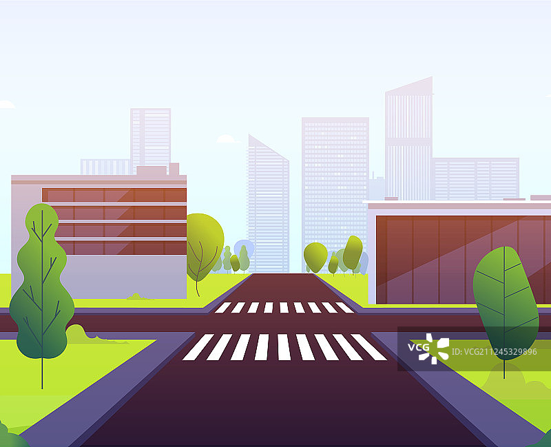 卡通人行横道公路空旷街道图片素材