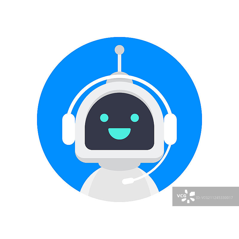 现代扁平风格的微笑机器人聊天图片素材