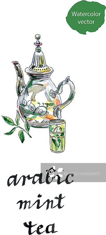 阿拉伯薄荷茶壶图片素材