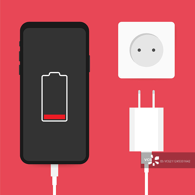 智能手机充电器适配器和电源插座图片素材