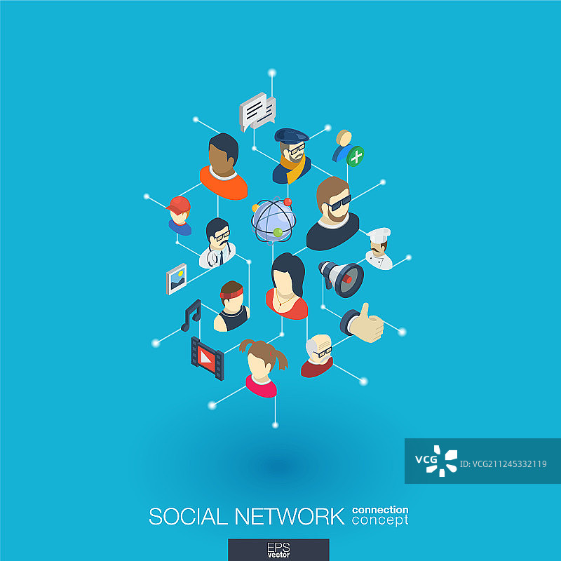 集成3D网络图标数字网络图片素材