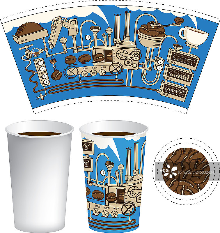 热饮纸杯与咖啡机图片素材