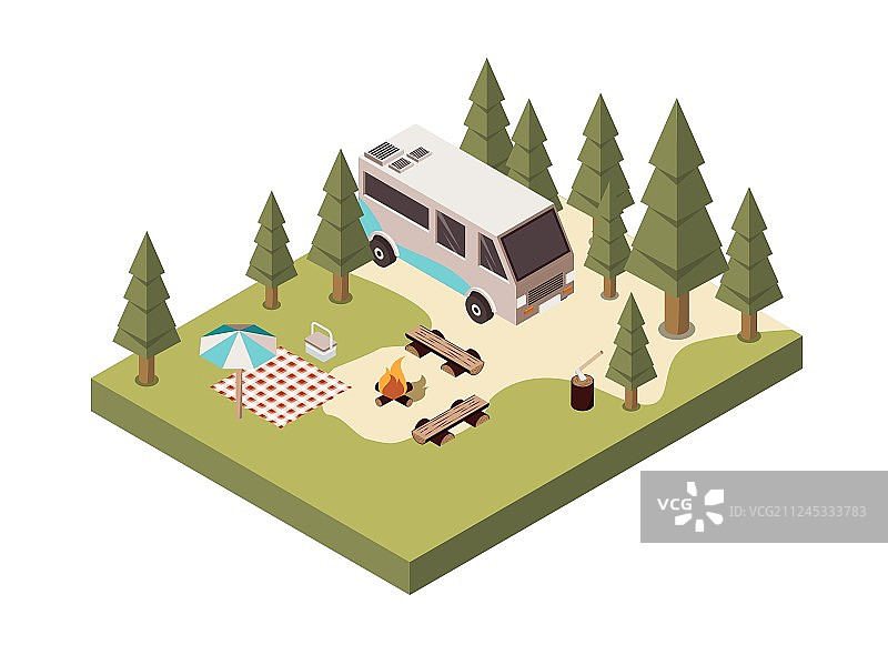 森林营地2.5D设计图片素材