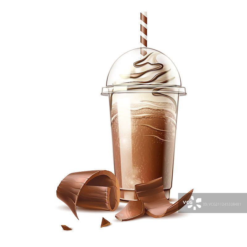 逼真风格的咖啡奶油巧克力饮品图片素材