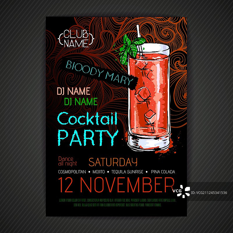 迪斯科鸡尾酒派对海报图片素材