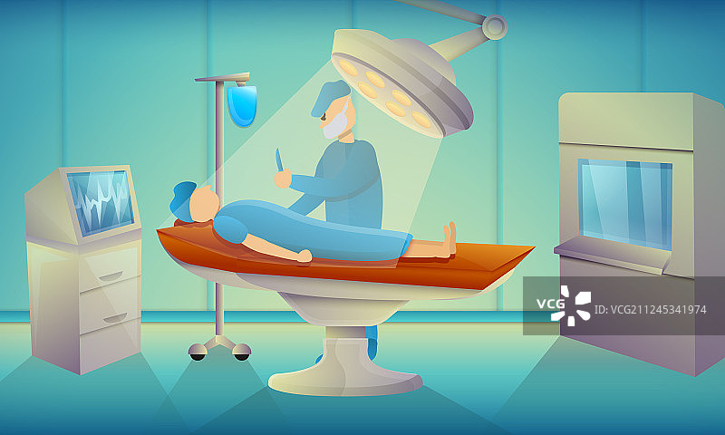 外科医生手术室概念banner卡通图片素材