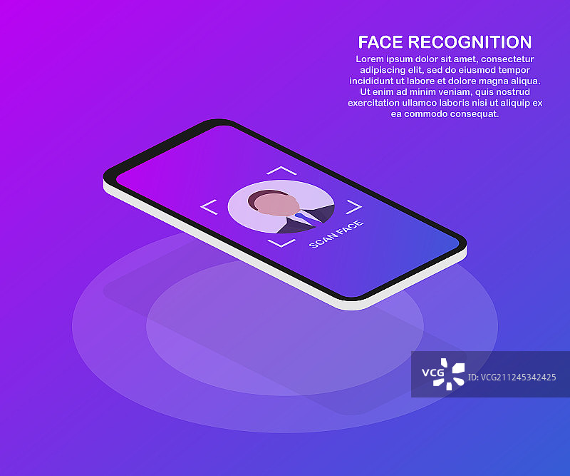 面部识别概念设计（可用于网页）图片素材