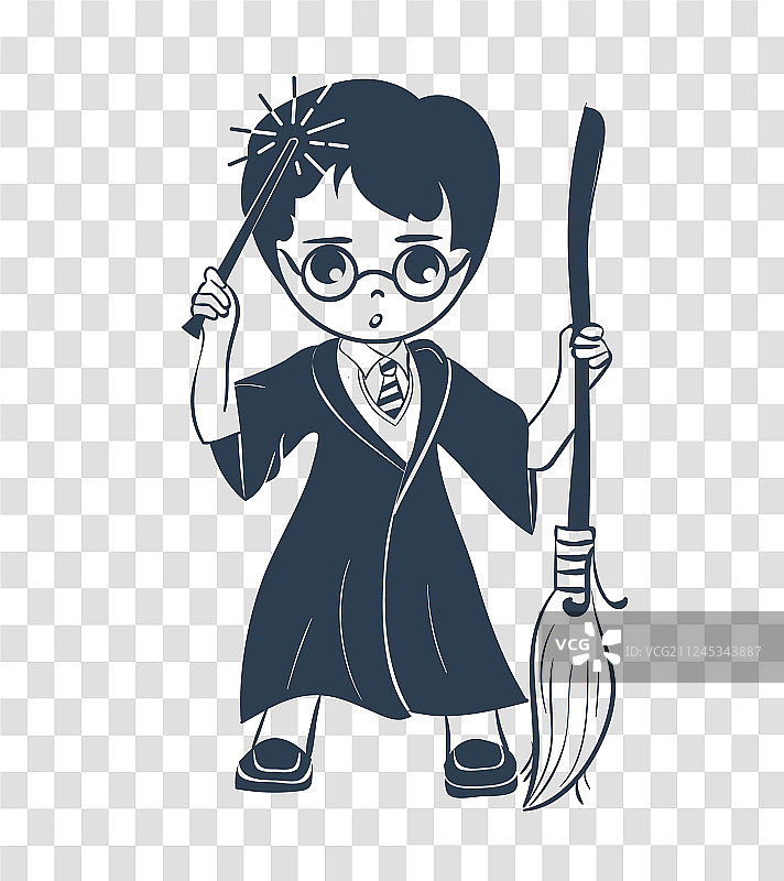 巫师男孩的剪影图标图片素材