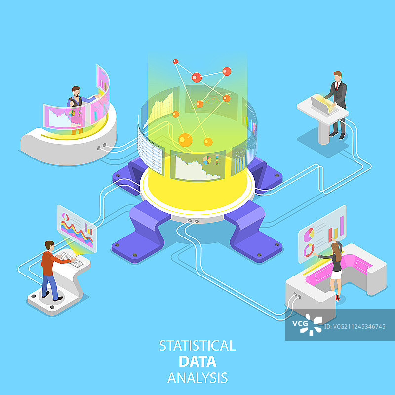 2.5D等距统计数据概念图片素材