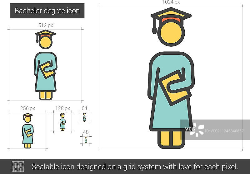 学士学位线性图标图片素材