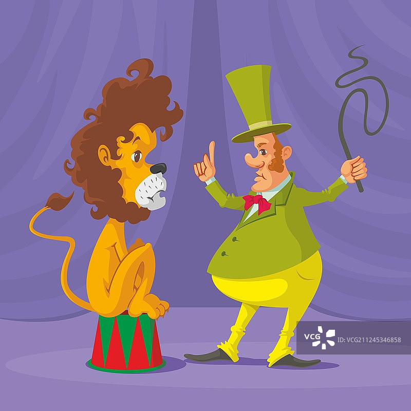 狮子和驯兽师图片素材