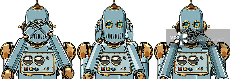 机器人：不看、不听、不说图片素材