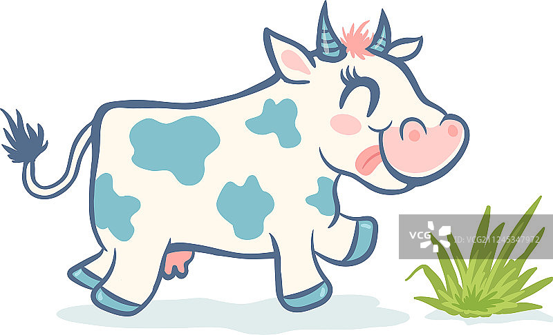 日式可爱风格的卡通牛图片素材
