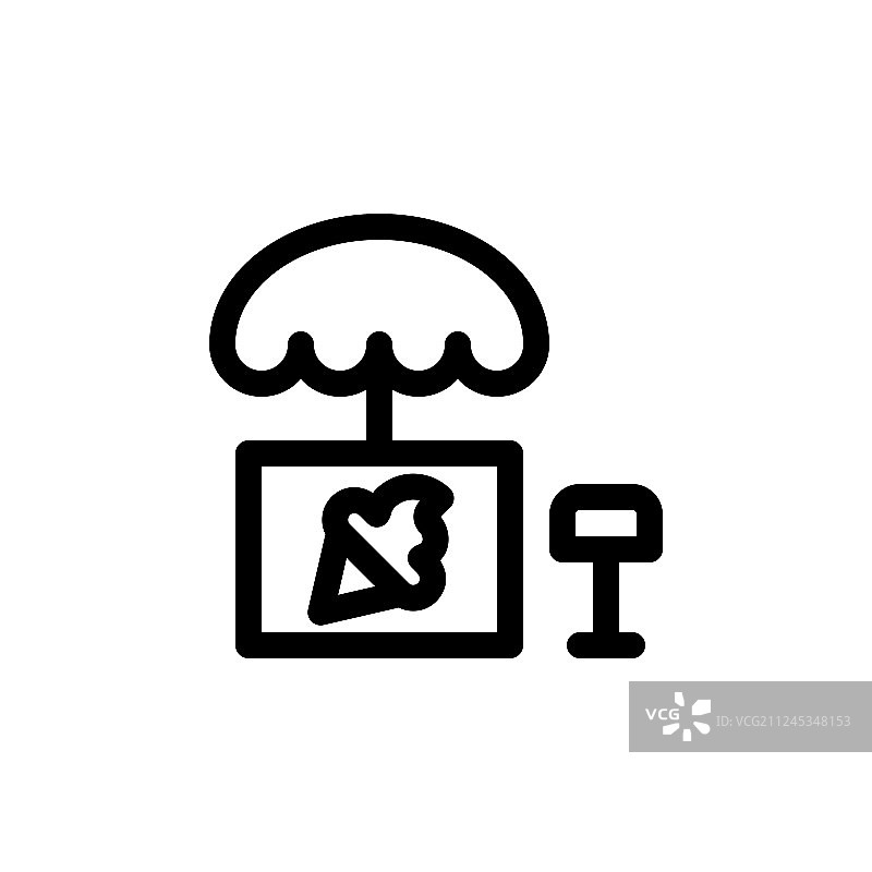 冰淇淋摊位线条风格图标图片素材