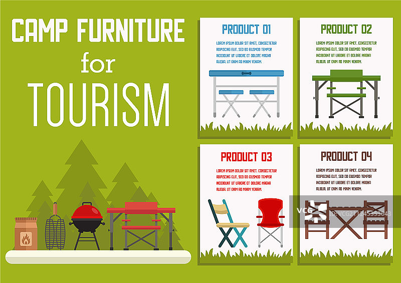 旅游露营家具扁平banner图片素材