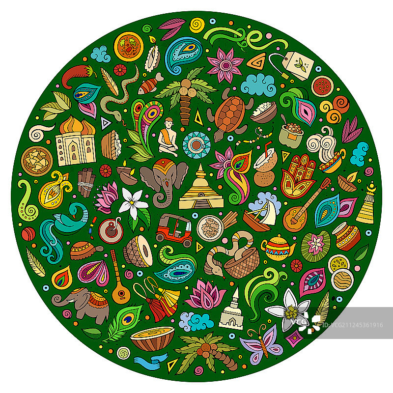 印度卡通涂鸦元素合集图片素材