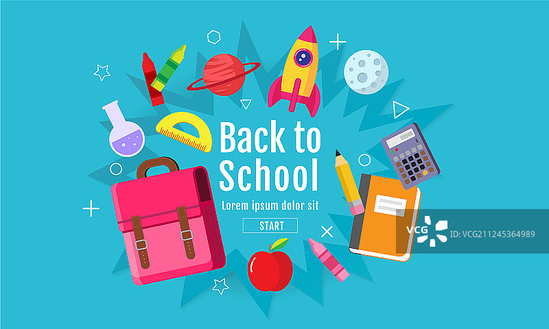 开学季促销扁平风格banner海报图片素材