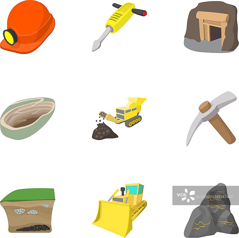 煤矿图标卡通风格合集图片素材