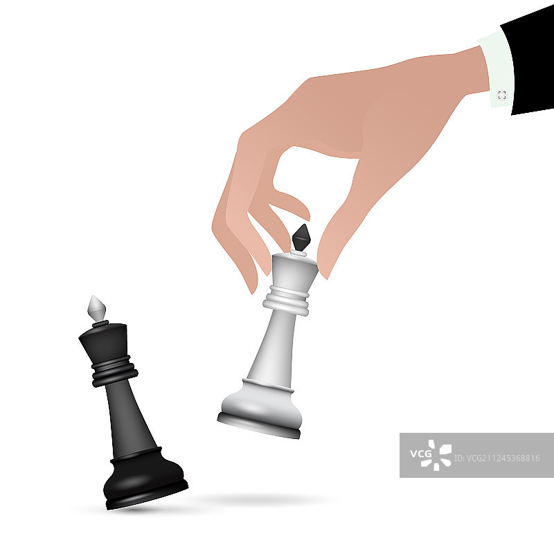 战略家手持国际象棋棋子黑王图片素材