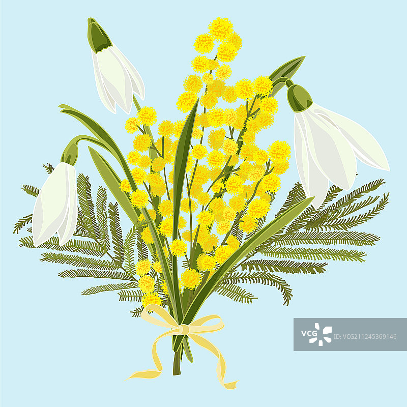 带美丽雪花的春季花卉背景图片素材