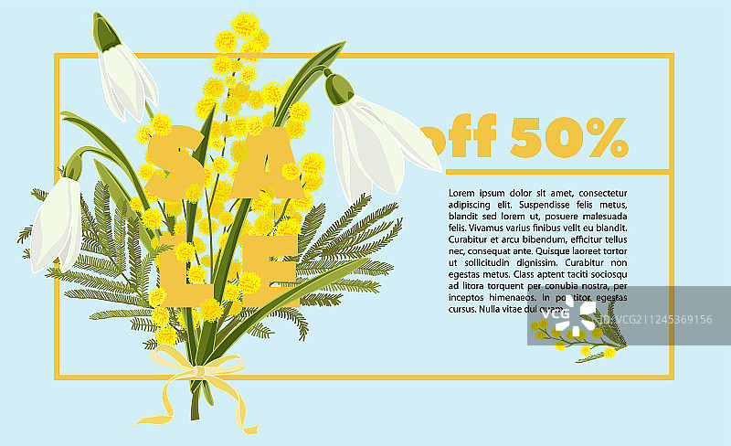 手绘彩色雪花莲和含羞草图片素材