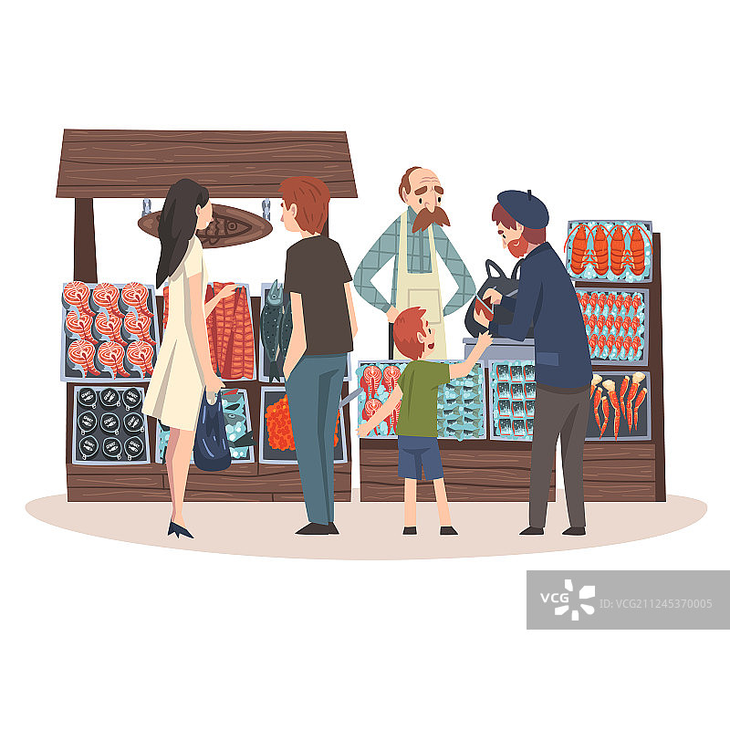海鲜市场与新鲜鱼类产品图片素材