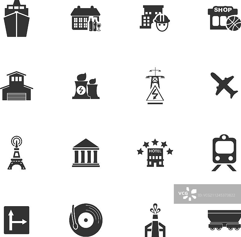 城市基础设施图标集图片素材