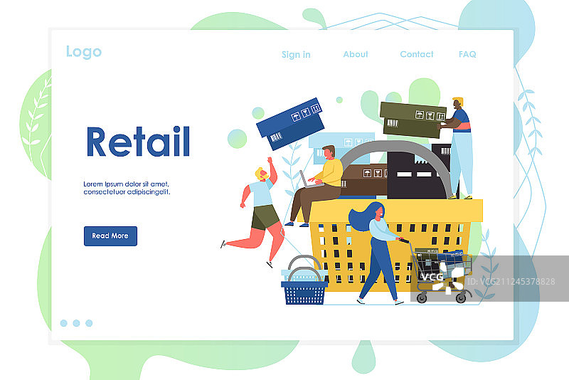 零售网站着陆页设计模板图片素材