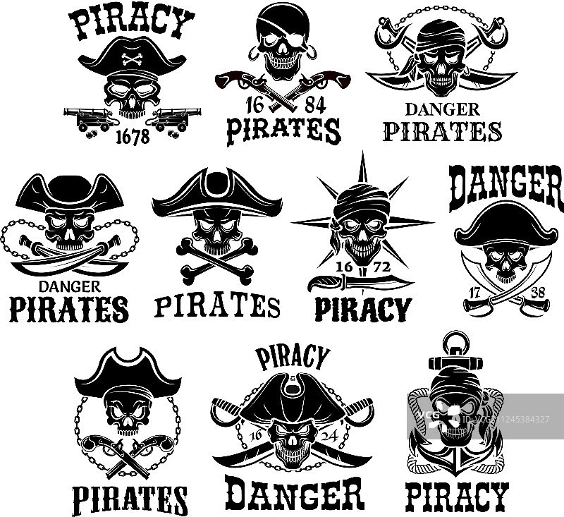 海盗旗图标合集图片素材