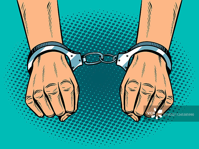 戴手铐的手波普艺术风格图片素材