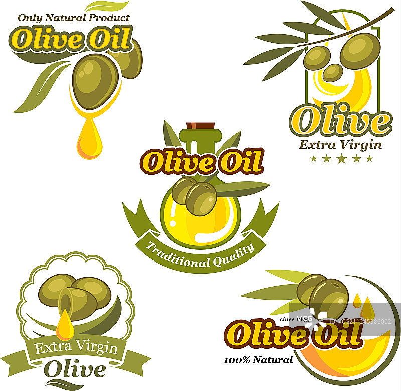 橄榄油图标产品标签模板集图片素材